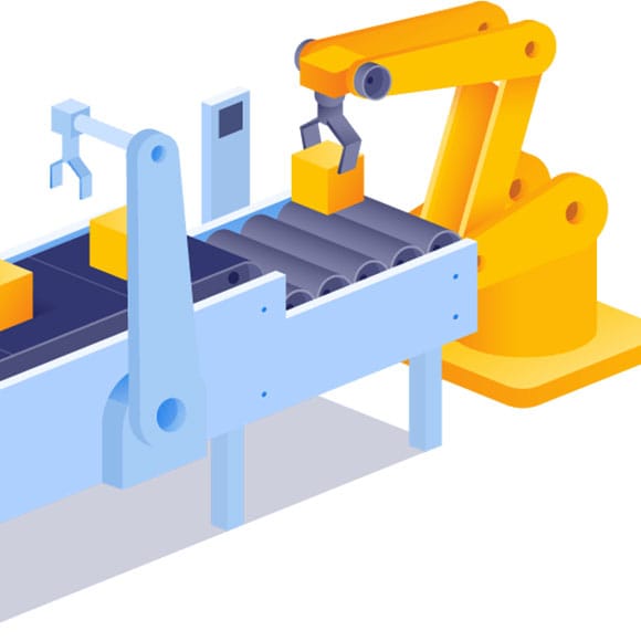 A picture showing robotic arm being used in industrial automation on About DIY Tech Hub page