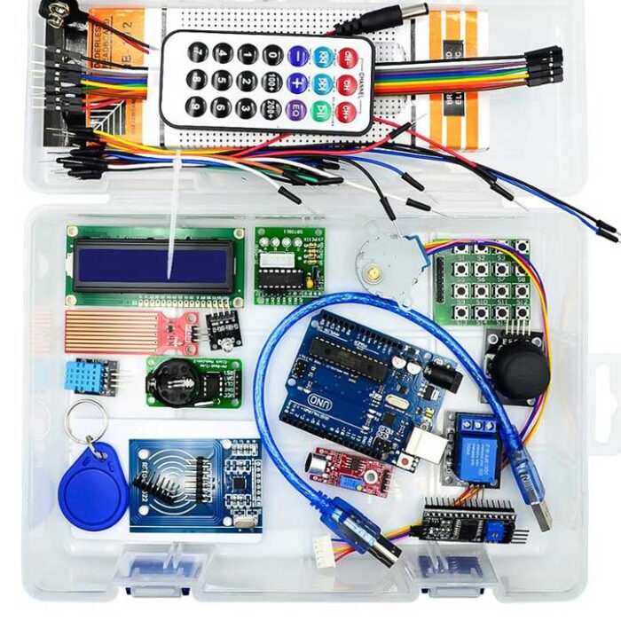 original arduino r3 starter kit with DIP MCU opened case