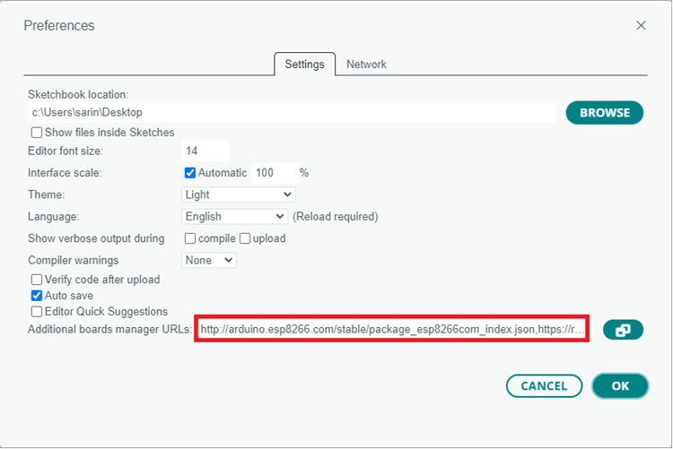 How to Install ESP8266 NodeMCU Board in Arduino IDE 2.0 (The Easy Way) 3 Adding the url to the rduino IDE 2 preferences additional boards manager