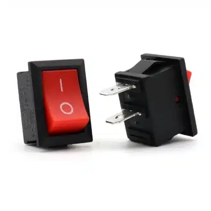 KCD1 2-pin ON/OFF rocker switch 15x21mm red with copper terminals