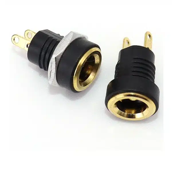 dc-022b-5-5x2-1mm-panel-mount-female-dc-power-socket-angled-front-view-diygh.com DC-022B 5.5x2.1mm gold-plated female DC power socket with two solder terminals and panel mounting nut